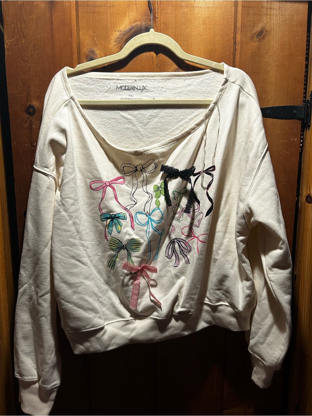 Modern Lux Cream Sweatshirt with Multicolor Bow Appliqués